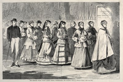 Der Morgenspaziergang - Junge Damen promenieren auf der Allee, 1868 von Winslow Homer