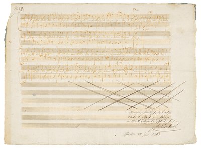 Autographes Musikmanuskript, Zwei deutsche Kirchenlieder, K.343 von Wolfgang Amadeus Mozart