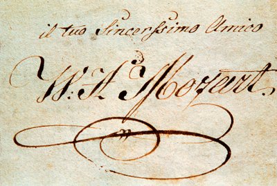 Unterschrift des österreichischen Komponisten Wolfgang Amadeus Mozart (1756-1791) von Wolfgang Amadeus Mozart
