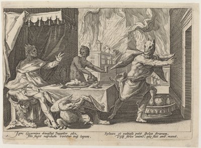 Lykaon wird in einen Wolf verwandelt von Workshop of Hendrick Goltzius, after Hendrick Goltzius