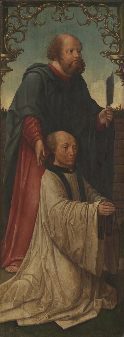 Heiliger Matthias (?) und ein Stifter (recto); Heiliger Andreas (verso) von Workshop of Jacob Cornelisz. van Oostsanen