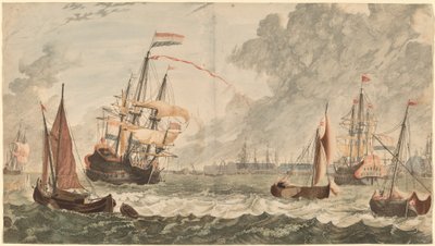 Der Fluss IJ in Amsterdam von Workshop of Johann Teyler after Jan van Call