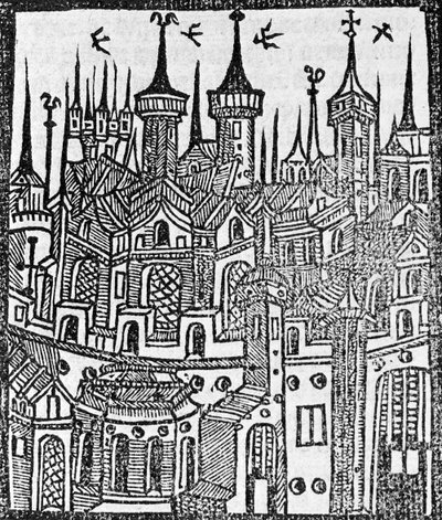 Holzschnitt aus The Chronicle of Englonde, 1497 von Wynkyn de Worde