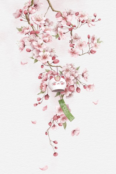Sakura Glückskatze Glocke von Xuan Thai