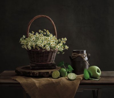 Rustikales Gänseblümchen-Stillleben von Yinan F.