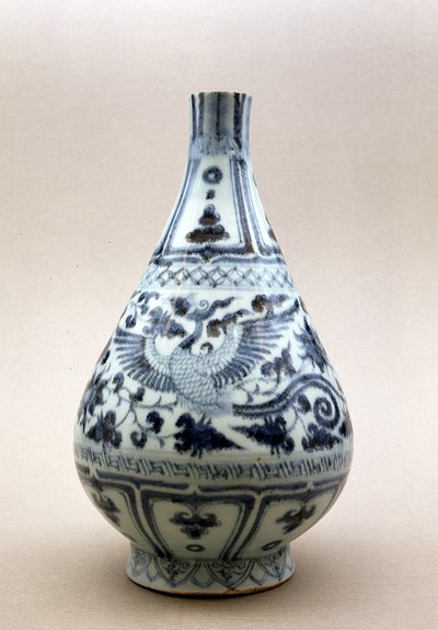 Blau-weiße Vase, Yuan-Dynastie (1206-1368) von Yuan Dynasty Chinese School