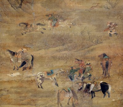 Mongolischer Reiter jagt ein Pferd (Detail) von Zhao Mengfu Chao Meng Fu or