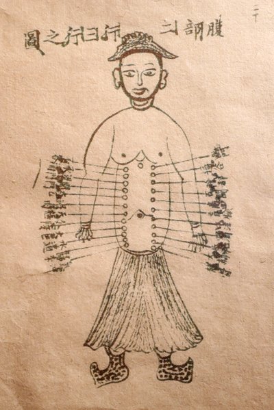 Museum für traditionelle vietnamesische Medizin, Die Kanäle und Gefäße, Buch der Akupunktur, Ho-Chi-Minh-Stadt, Vietnam von John Pardon