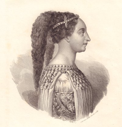 Porträt der italienischen Adligen Isotta degli Atti (ca. 1432-1474), Kupferstich von Caterina Piotti-Pirola von William Walcutt