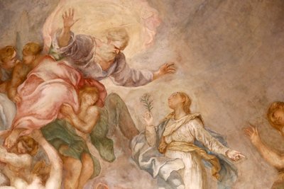 Santa Maria delle Vigne Basilika. Gott der Vater. Fresko. Genua. Italien. von . .
