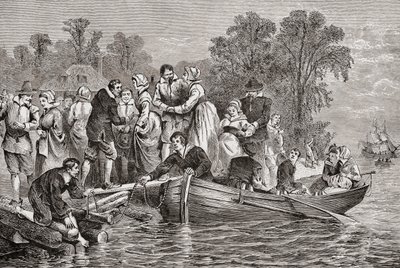 Tabakfrauen oder Tabakbräute kommen in Jamestown, Virginia, USA an von . .