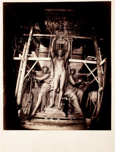 Bildhauer Amié Millet mit Apollo, der Tanz und Poesie krönt, Modell in Originalgröße für Bronze von Delmaet and Durandelle