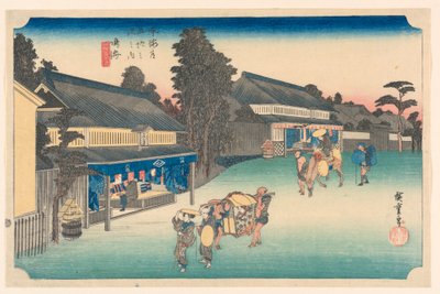 Narumi, Ein Ort berühmt für seine Stoffe, in Die Dreiundfünfzig Stationen der Tokaido-Straße von Hiroshige