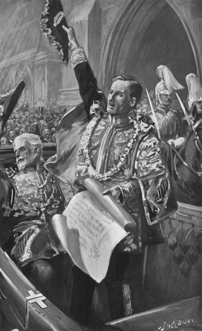 Die Proklamation von König Edward am Temple Bar, 24. Januar 1901 von after Charles Mills Sheldon