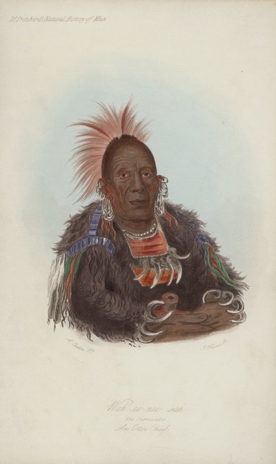 Wah-ro-nee sah, Der Umzingler, ein Ottoe-Häuptling (Aquatinta) von after George Catlin