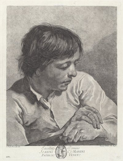 Ein junger Mann mit verschränkten Händen von after Giovanni Battista Piazzetta Pietro Scattaglia and Innocente Alessandri
