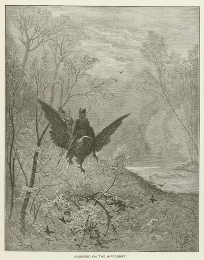 Ruggiero auf dem Hippogreif von Gustave after Dore