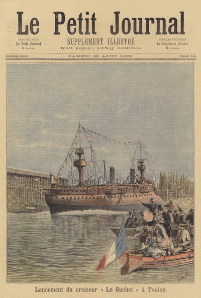 Stapellauf des Kreuzers Le Suchet in Toulon von after Henri Meyer