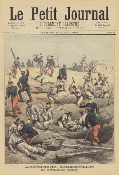 Rettung der Opfer des Erdrutsches in Aubervilliers von after Henri Meyer