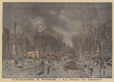 Sturmschäden auf dem Place du Chatelet, Paris von after Henri Meyer