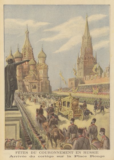 Die Krönung von Zar Nikolaus II. und Zarin Alexandra von Russland von after Henri Meyer
