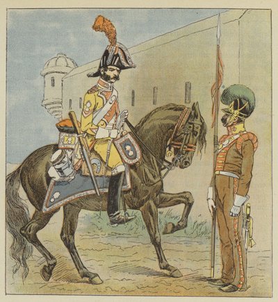 Spanische Armee, Dragoner, 1. Regiment, Lanzierer, 1. Regiment, von La Mancha von after Louis Charles Bombled