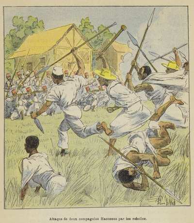 Angriff auf zwei Haussa-Kompanien durch die Rebellen von after Louis Charles Bombled