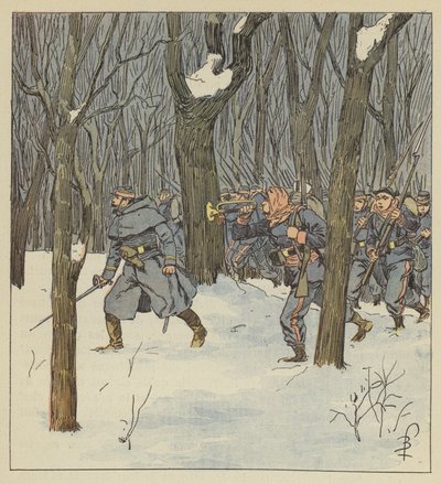 Bajonettangriff im Wald der Mobilen von Sarthe von after Louis Charles Bombled