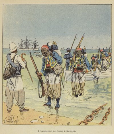 Landung der Turcos in Majunga von after Louis Charles Bombled