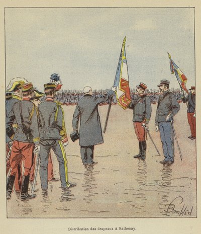 Fahnenehrung in Sathonay von after Louis Charles Bombled