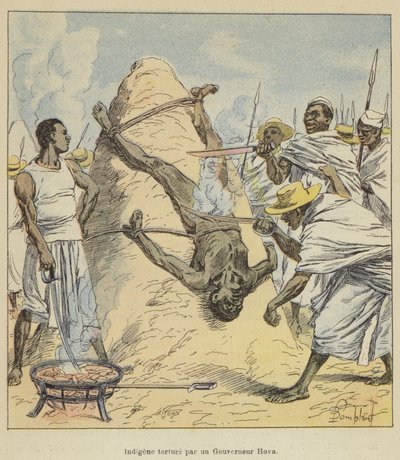 Einheimischer von einem Hova-Gouverneur gefoltert von after Louis Charles Bombled