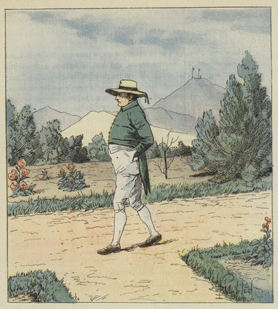 Der Kaiser erreichte den Garten, wo er einige Runden allein drehte von after Louis Charles Bombled