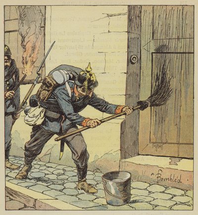 Die Preußen brennen 193 Häuser in Châteaudun nieder, nachdem sie sie mit Petroleum bestrichen haben von after Louis Charles Bombled