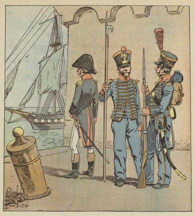Die gleichen Männer waren sowohl Matrosen als auch Soldaten von after Louis Charles Bombled