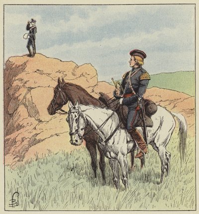 Kosakenoffizier bei der Aufklärung vor Ping-Yang von after Louis Charles Bombled