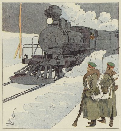 Militärzug auf der Transsibirischen Eisenbahn von after Louis Charles Bombled