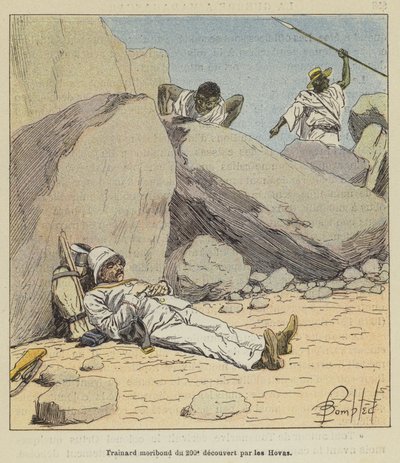 Sterbender Nachzügler des 200. von den Hovas entdeckt von after Louis Charles Bombled
