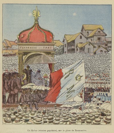 Ein Kabar (Volksversammlung) auf dem Platz von Tananarive von after Louis Charles Bombled