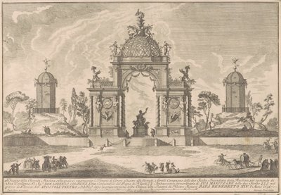 Die Seconda Macchina für die Chinea von 1756: Der Tempel der Ceres von after Paolo Posi Giuseppe Pozzi