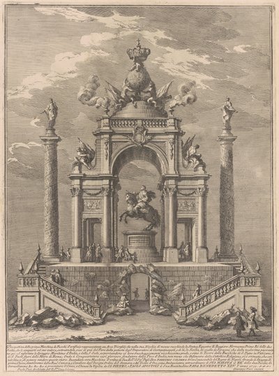 Die Prima Macchina für die Chinea von 1751: Triumphbogen für Roger I. von Sizilien von after Paolo Posi Giuseppe Vasi