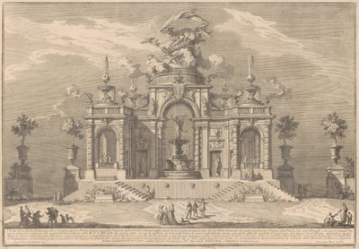 Die Prima Macchina für die Chinea von 1754: Der Palast der Venus auf Zypern von after Paolo Posi Giuseppe Vasi
