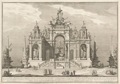 Die zweite Maschine für die Chinea von 1754: Eine Allegorie der Wasserwerke von after Paolo Posi Giuseppe Vasi