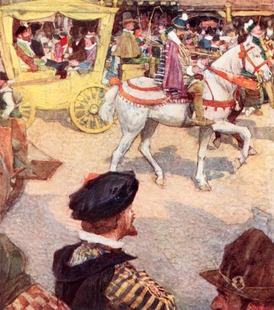 Shakespeare bewundert die edlen Pferde in Cheapside, London von after William Hatherell