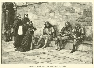 Becket wäscht die Füße der Bettler von after William Henry Margetson