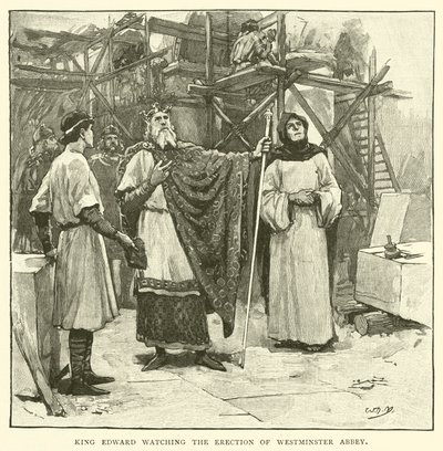 König Eduard beobachtet den Bau der Westminster Abbey von after William Henry Margetson