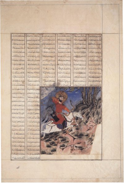Bahram Gur jagt Onager (Wildesel), Folio aus einem Shahnama (Buch der Könige) von Abu
