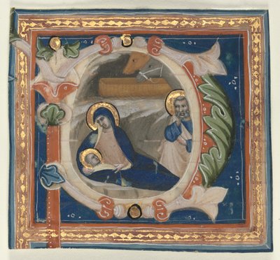 Historisierte Initiale (P) aus einem Graduale: Die Geburt von attributed to Lippo Vanni