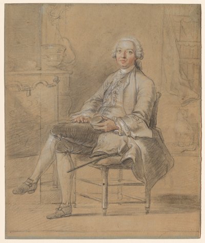 Sitzender Mann mit einer Schnupftabakdose von attributed to Louis Aubert