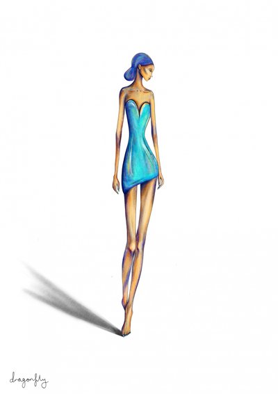 Schicke Frau im Blauen Kleid von dragonfly