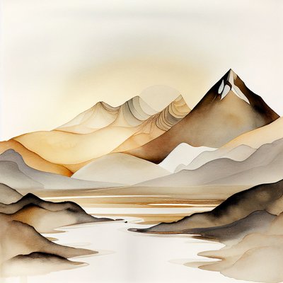 Abstrakte weiche Naturlandschaft, Acrylberge von F. Abderrahim